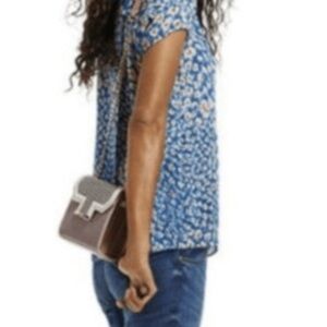 CAbi Blue and White Floral Blouse